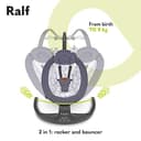 Lionelo Ralf 2in1 Baby Bouncer & Rocker for newborn with Adjustable 5-Speed Swing, Motion detection, Music playback 12 Melodies, Time Settings, Reclining seat, USB & Battery Safety harness, From Birth - 2