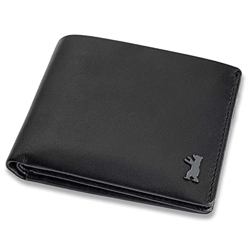 Berliner Bags Portafoglio Uomo in Vera Pelle con Protezione RFID, 4 Carte, 2 Scomparti Banconote, Portamonete, Tasca Documenti, Gettone Carrello, Scatola Regalo – Nero