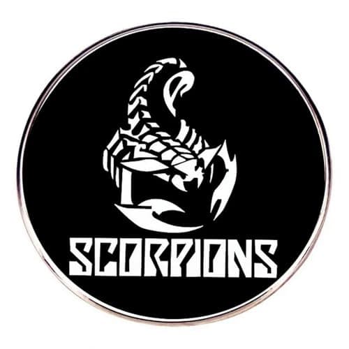 Distrigeek Pin Scorpions anstecker anstecknadel Badge Hard Rock Band Metall Rund Schwarz Geschenkidee für Fans Damen Herren 3cm