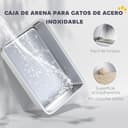 PawHut Arenero para Gatos de Acero Inoxidable XL Caja de Arena para Gatos Arenero con Borde Alto Pala Fácil de Limpiar Prueba de Fugas 60x40x29,5 cm Gris - 3