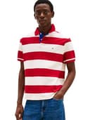 Tommy Hilfiger Herren Poloshirts Kurzarm Casual Regular Fit mit Rugby Stripe Designs, Mittelrot/Elfenbeinblütenblatt, XX-Large - 1