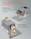 Feandrea Caja de Arena de Acero Inoxidable para Gatos con Tapa Abatible, Arenero XL, a Prueba de Fugas, Cuchara, Cepillo, Doble Entrada, Carga de Encimera de 15 kg, Gris Paloma PPT005G01 - 5