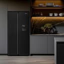 Fridgemaster American Side-by-side Door Fridge Freezer 439L Black with Water Dispenser MS83430DEB1, Total No Frost, Inverter Compressor, H177.7 cm x W83.2cm x D61cm, Energy Rating E - 16