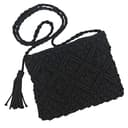 oukesin Bolso de hombro pequeño con borlas hechas a mano de macramé de algodón para mujer, 041Negro - 1