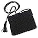 oukesin Bolso de hombro pequeño con borlas hechas a mano de macramé de algodón para mujer, 041Negro - 1