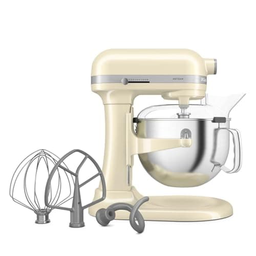 KitchenAid Artisan 5KSM60SPX 5.6L Bowl-Lift Stand Mixer, 11 Speeds & Soft Start, Heavy Duty Full Metal Construction, Kneads 3.7kg Dough, Makes 11 Dozen Cookies, Almond Cream