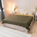 LYHome Manta Lana Merino - Plaid de Lana de Oveja para Viaje Militar Camping, Cubre para Sofa Cama, Mantas Sofas, Cobijas Calientes Invierno Verano (150 x 215 cm, Mostaza - Verde Oliva Doble-Cara) - 8