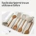 Amazon Basics - Utensili da Cucina in Legno, Set di 6 Pezzi, Legno di Acacia, Pre-Trattati con Olio, Sicuri per l’Uso con le Pentole - 6