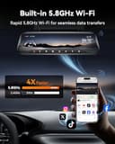 WOLFBOX G930 10" Espejo Retrovisor con Camara y 5.8GHz WiFi, 4K Ultra HD Doble Dashcam y 1080P WDR Camara Trasera Espejo Dash CAM Coche para Navegador GPS 24H Cámara Vigilancia Aparcado Tarjeta 64GB - 2