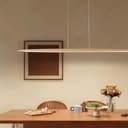 YYUTLUO LED Wood Pendant Light Dining Table Pendant Light, Dimmable with Remote Control Pendant Lamp, Height Adjustable, Modern Linear Design Living Room Lamp Hanging for Office Dining Room (130cm) - 9