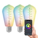 CALEX - Smart Light Bulb E27, 3-Pack, WiFi LED ST64 Bulb, RGB, App and Works with Amazon Alexa and Google Home, 4.9W - 1