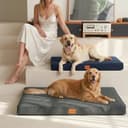 WAVVE Cama Perro Extra Grande Ortopédica 112x81x7.6 cm, Colchon Perro Impermeable Lavable Desenfundable, Colchoneta Perro con Espuma De Caja De Huevos, Irrompible Dog Bed XXL, Gris - 4