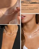 Maynor 2 Stück Halskette Damen Silber 925 Silberkette Damen 925 ohne Anhänger Sterling Silber für Stapelbar Hängend Anhänger Wasser Wellen Kette Frauen Schmuck 38CM/42CM - 4