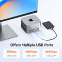 TobenONE Mac mini M4 Dock with 8TB M.2 NVMe SSD Enclosure, Mac mini M4 Hub & Stand for Mac mini M4 Pro, 4K@144Hz DP, 4K@60Hz HDMI, 5 USB (Max 10Gbps), SD/Micro SD, 3.5mm Audio, One-Touch Power Button - 6
