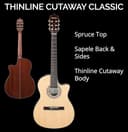 Ibanez GA35TCE-NT Classical Electro Acoustic Guitar – Thinline Cutaway Nylon String with Spruce Top, Sapele Back & Sides, Undersaddle Pickup, AEQ210T Preamp & Onboard Tuner - Natural High Gloss - 4