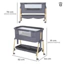 Asalvo Smart Minicuna Colecho Bebé 2 en 1 – Cuna Colecho con 7 Alturas Regulables, Inclinación Antirreflujo, Ruedas con Freno, Colchón Incluido, Laterales Transpirables, Cuna Bebé Recién Nacido - 9