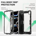 SEYMAC Funda para iPad Pro 13 Pulgadas M5/M4(2025/2024), con Protector de Pantalla, Soporte Giratorio de 360°/Correa de Mano, Correa para el Hombro, con Soporte para Bolígrafo, Negro - 5