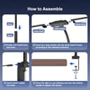 YICAIZI Lampara de Escritorio de LED 24W con Control Remoto - 1500LM 80CM Flexo LED Escritorio con Pinza Luz Leer Puerto de carga USB para Estudiar, Oficina, Negro - 9