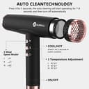 slopehill Ionen Haartrockner, 110,000RPM Bürstenloser Motor Schnelles Trocknen Föhn mit Magnetischer Diffusor, Wenig Lärm/Biokeramische Technologie, für Zuhause, Reisen, Salon (Mattschwarz) 2 - 4