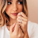 Halskette Damen Silber 925,Layering Sterling Silber Silberkette mit Anhänger, Silberne Kette Wasserfest Silberketten Stahlkette Necklace Schmuck Personalisierte Geschenke für Frauen Mädchen - 4