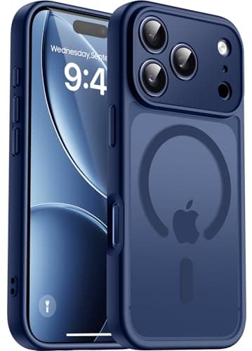 Natiiozie Funda para iPhone 17 Pro 6.3", Compatible con Magsafe Protección Lente Cámara, Anillo Magnético Integrado, Protección Resistente Translúcida Mate Trasera para iPhone 17 Pro - Azul Marino