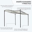 Outsunny Cenador de Jardín 3x3 m Pérgola con Toldo y 16 Orificios de Drenaje para Patio Terraza Metal y Poliéster 180 g/m² Resistente Crema - 4
