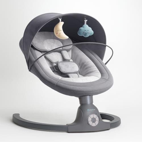 BEBE2LUXE AVA, Sdraietta dondolo per neonato fino a 9 kg, Altalena Eletrica con Melodie, Telecomando,Timer, silenzioso