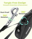 Pecute Guinzaglio Retrattile per Cani con Luce LED Ricaricabile 8m, Guinzaglio per Cane con Guinzaglio Esteso Antigroviglio a 360°, Impugnatura Antiscivolo e Pulsante Freno Rapido, Adatto Fino a 50kg - 5