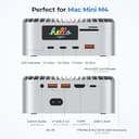 RayCue All-in-One Charger Dock for Mac mini M4, Aluminum Mac mini M4 Dock Hub Stand with 8TB NVMe/SATA SSD Enclosure, 165W Power Delivery, 4K60Hz HDMI, Smart Display, SD/TF 4.0, 10G USB A/C, Audio - 7