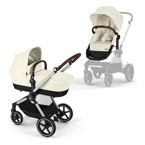 CYBEX Gold Kinderwagen EOS Lux 2-in-1, Reisesystem, Ab Geburt bis 22 kg (ca. 4 Jahre), Seashell Beige