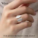 Vinani Damen Design Ring 925 Sterling Silber – Breiter Offener Flügelring mit Gebürstetem Finish, Verstellbares Modernes Statement-Schmuckstück für Damen, Handgefertigt, Größe 56 2RBR-56 - 4