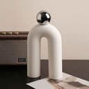 Kityemo Escultura de Cerámica Moderna, Decoración Minimalista Arco con Bola, Decoración Hogar Sala de Estar, Diseño Contemporáneo - 1