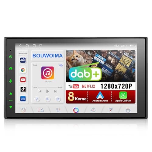 DAB Autoradio mit Bildschirm Android Doppel Din Radio Wireless Carplay Android Auto, 8-Core 2G+32G 7 Zoll Car Play Auto Radio 2 Din Touch Display mit Navi, DAB Plus, Bluetooth, GPS, WiFi, AM/FM/RDS