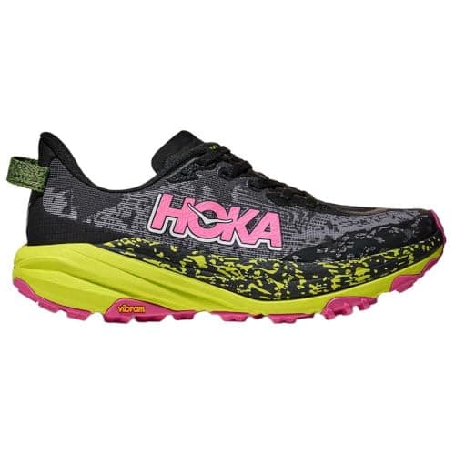 HOKA Womens Speedgoat 6, Black/Neon Hoka Citrus, 5 UK