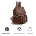 FANDARE Retro Mochila Mochilas Tipo Casual Bolsas Escolares Bolsa de Hombro Bolsa de Viaje Daypacks Bolsos de Mujer Hombre Adolescente Al Aire Libre Viaje Compras Excursionismo PU Marron Oscuro - 3
