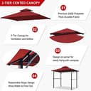 Telo di ricambio per Gazebo 3x3m Tetto da giardino impermeabile Tenda da tetto, Griglia per Barbecue Gazebo da tetto Tetto 2 livelli Copertura giardino Tenda da Sole per esterni Ripari (Solo IN Alto) - 4