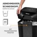 Fellowes Aktenvernichter 9 Blatt (P4), Papierschredder mit Partikelschnitt für Homeoffice, Powershred LX50, Schredder mit 17L Papierkorb und Sicherheitssperre, LX AktenvernichterDesign Serie, schwarz - 6