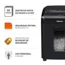 Fellowes 10M - Trituradora de Papel, microcorte, destruye hasta 10 Hojas, destructora de Papel Uso Personal, Papelera 19L, Nivel de Seguridad DIN-P5, con Bloqueo de Seguridad, Color Negro - 2