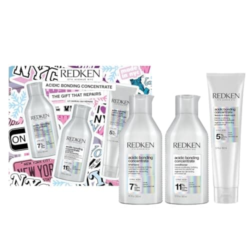 Redken Acidic Bonding Concentrate Christmas Set Gift Set with ABC Shampoo, Conditioner and Leave-In, for Intensive Repair of Damaged & Coloured Hair, Protects Against Colour Loss