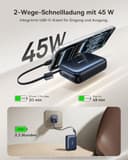 Baseus AC22 Mini Powerbank 20000mAh, 45W PD Power Bank Klein mit Integriertem USB-C Kabel, Externe Handyakkus Im Taschenformat für iPhone 17/16/15, Samsung S26/S25 Ultra, iPad, Pixel 10/9 - 2