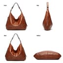 Pahajim Bolsos de Mujer Bandolera Mujer Bolso Hobo PU Piel Bolso Grande Tote de Hombro Conjunto de Bolso y Cartera 3pcs para Shopper,Trabajo(Marron) - 3