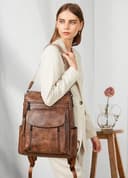 Shrrie 15.6 pulgadas Mochila de Negocios para laptop para mujer, Mochila de cuero para viaje Maestra universidad work - 2