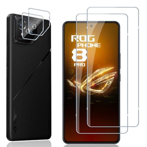 Locofun Schutzfolie für ASUS ROG Phone 8 /ROG Phone 8 Pro für Panzerglas, 9H Härte Panzer Schutz Glas Folie und Kameraschutz Folie [2+2 Stück], Anti-Kratzer Displayschutzfolie Schutzglas
