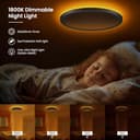Plafon LED Techo Regulable 24W, Lámpara de Techo con Mando, Luz Nocturna Regulable 1800K, Lampara LED Techo Modernos 3000K-6500K Adecuado para Dormitorios Habitaciones Infantiles, Salones, Ø30, Negro - 3
