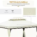 Outsunny Gazebo da Giardino 4x3 m con Zanzariera e Tende Parasole, Gazebo da Esterno a Doppio Tetto con Copertura in Poliestere Anti UV e Telaio in Lega di Alluminio, Crema - 3