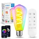 LVWIT E27 Smart Filament Bulb,Alexa Dimmable LED Color Changing Light Bulb,ST64 E27 WiFi RGB Smart Bulb,Compatible with Alexa,Echo and Google Assistant Including Remote Control (6.3W,470LM) - 1