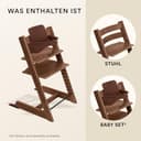 Stokke Tripp Trapp Hochstuhl, Warm Brown - Inklusive Stuhl + Baby Set2 für Kinder von 6-36 Monaten - Verstellbar, ergonomisch & leicht zu reinigen - 3