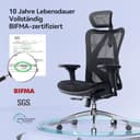 SIHOO M57 Ergonomischer Bürostuhl, Chefsessel mit 3D verstellbare Armlehne und Lendenwirbelstütze, Hautfreundliche Netz-Hochlehne, Schreibtischstuhl bis 150kg/330LB Belastbar(schwarz) - 5