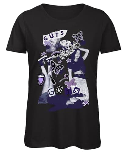 Bughyprint Tshirt Maglia Maglietta Cotone Donna Casual Girocollo Olivia Rodrigo Guts 2024, S
