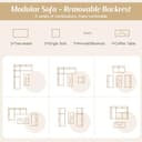 Merax Garden Furniture Sets 5-6 Seater, Outdoor Modular Corner Sofa Modular Set with Glass Tabletop, Patio Conversation Set with Backrest Cushions for Garden Terrace, Grey - 4